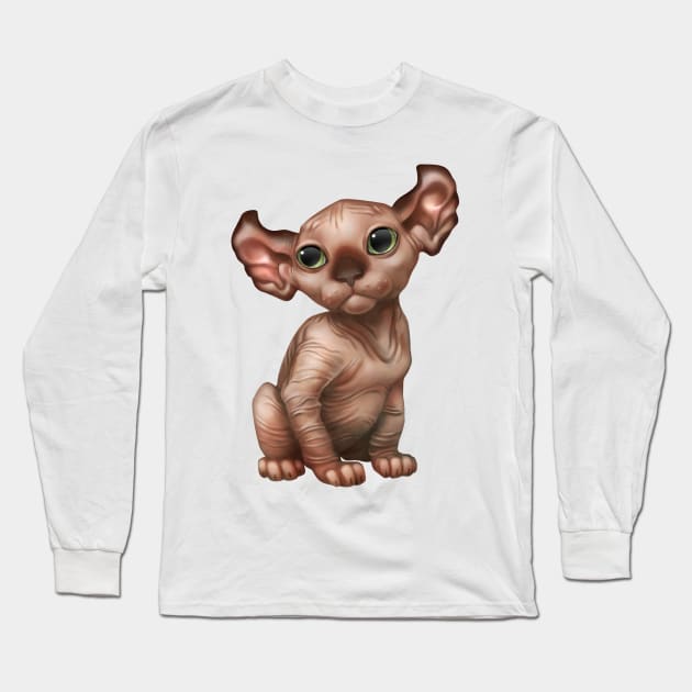 Cat-a-clysm elf kitten Long Sleeve T-Shirt by ikerpazstudio